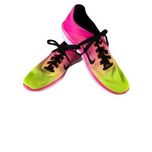 Nike Flex 2016 Run‎ Neon Pink White Colorful Bright Running Shoes Men's Sz 10.5